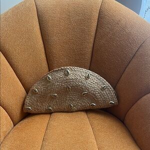 Elegant Tan Clutch with Shell Accents